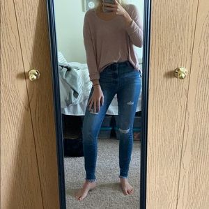 Long sleeve rib knit shirt